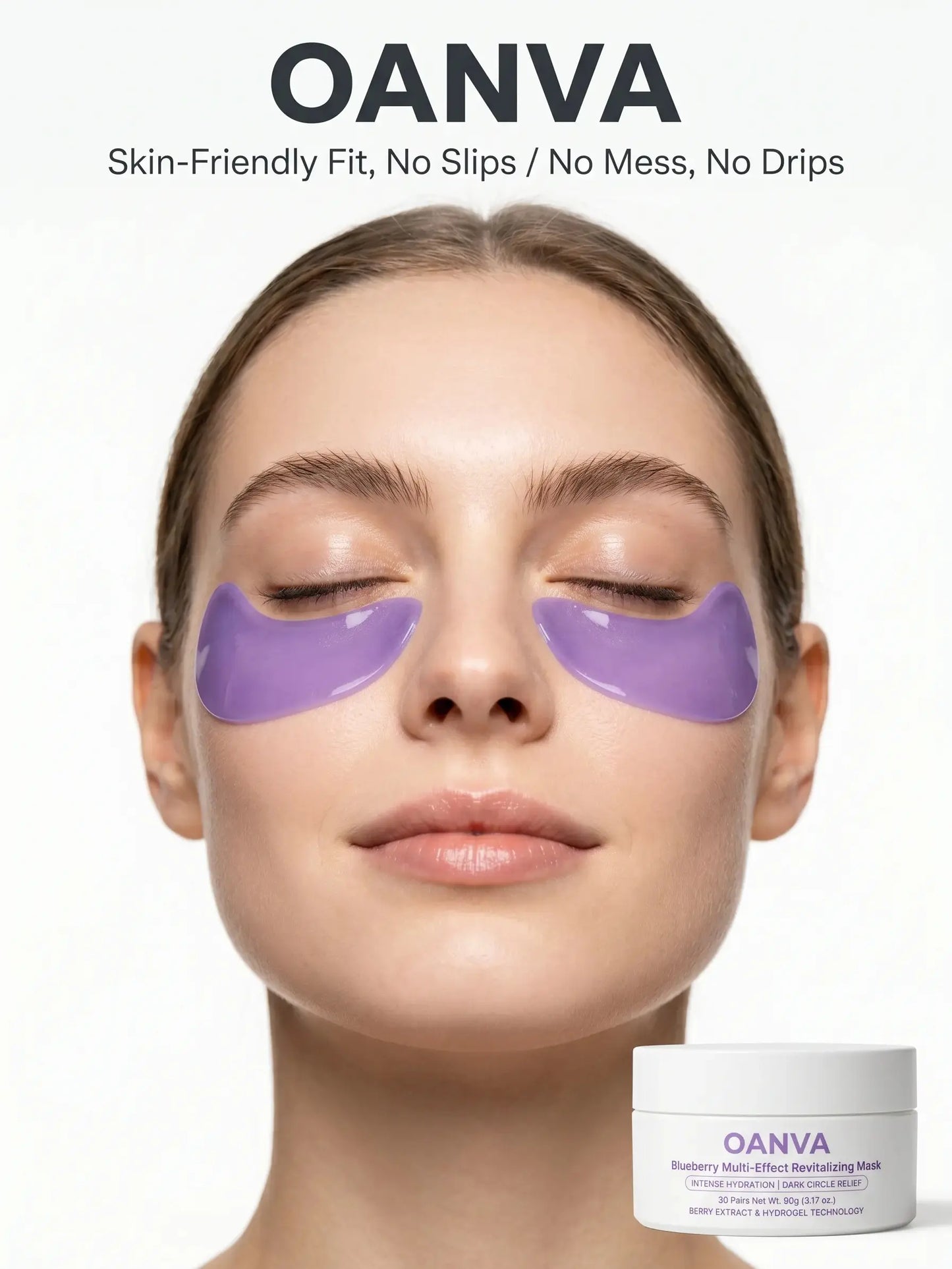 [NEW] OANVA Blueberry Caffeine Hydrogel Eye Mask Pack, Gentle Daily Eye Patches with Blueberry Extract & Caffeine, Moisturizing Hydrate for Sensitive Skin, Depuffs, Brightens Dark Circles, Smoothing Fine Lines (30 Pairs)