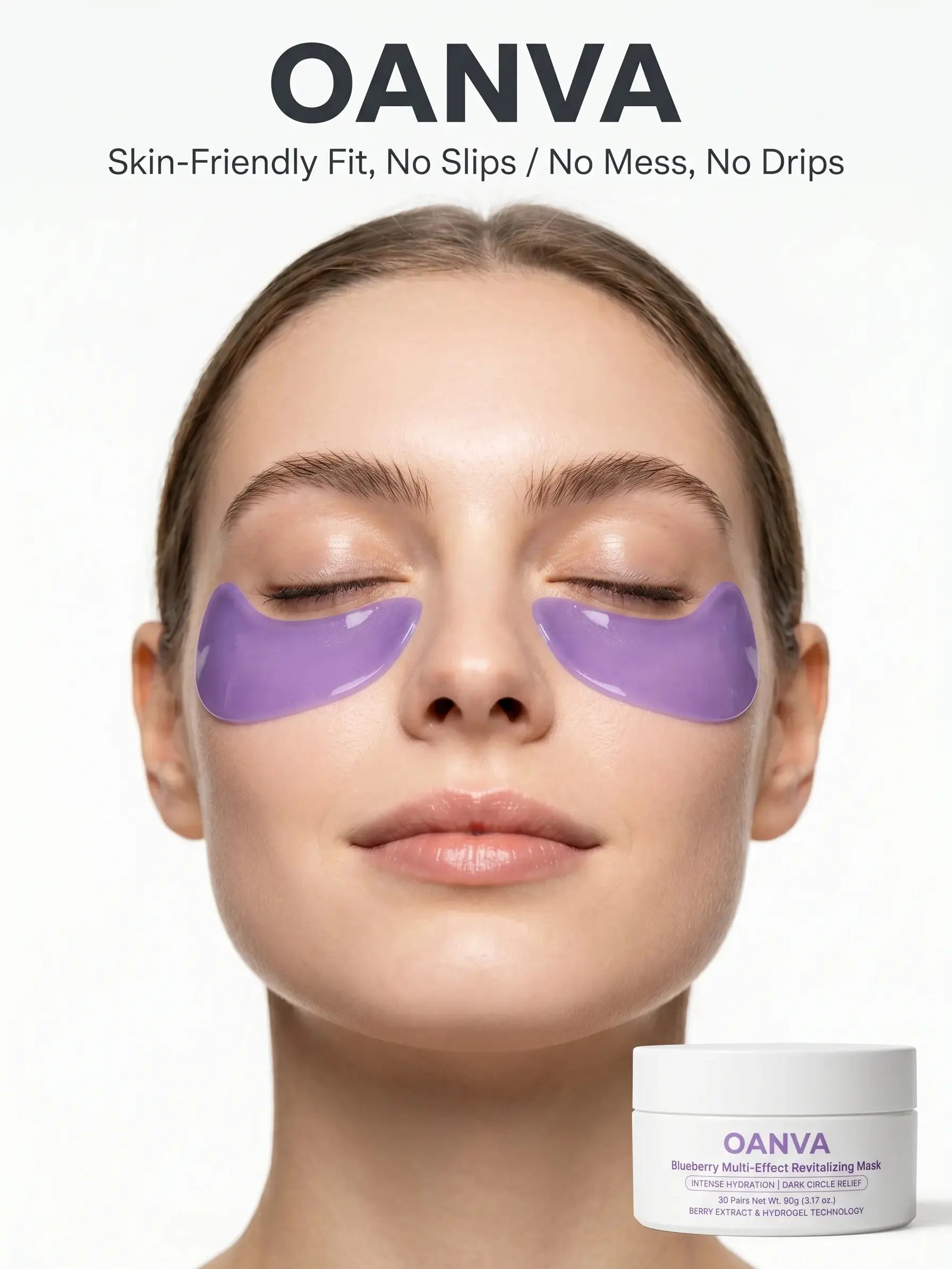 [NEW] OANVA Blueberry Caffeine Hydrogel Eye Mask Pack, Gentle Daily Eye Patches with Blueberry Extract & Caffeine, Moisturizing Hydrate for Sensitive Skin, Depuffs, Brightens Dark Circles, Smoothing Fine Lines (30 Pairs)